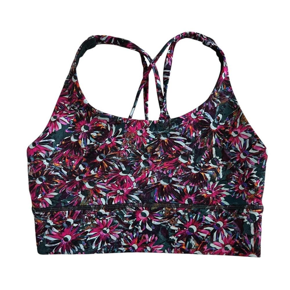 Lululemon Energy Bra Longline Floral Electric Multi Size 4 - Picture 5 of 10